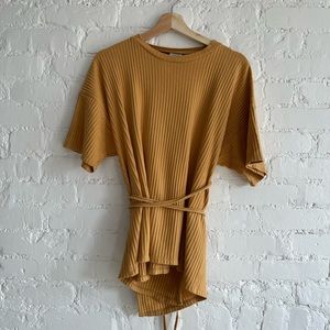 Baserange ribbed organic cotton wrap top